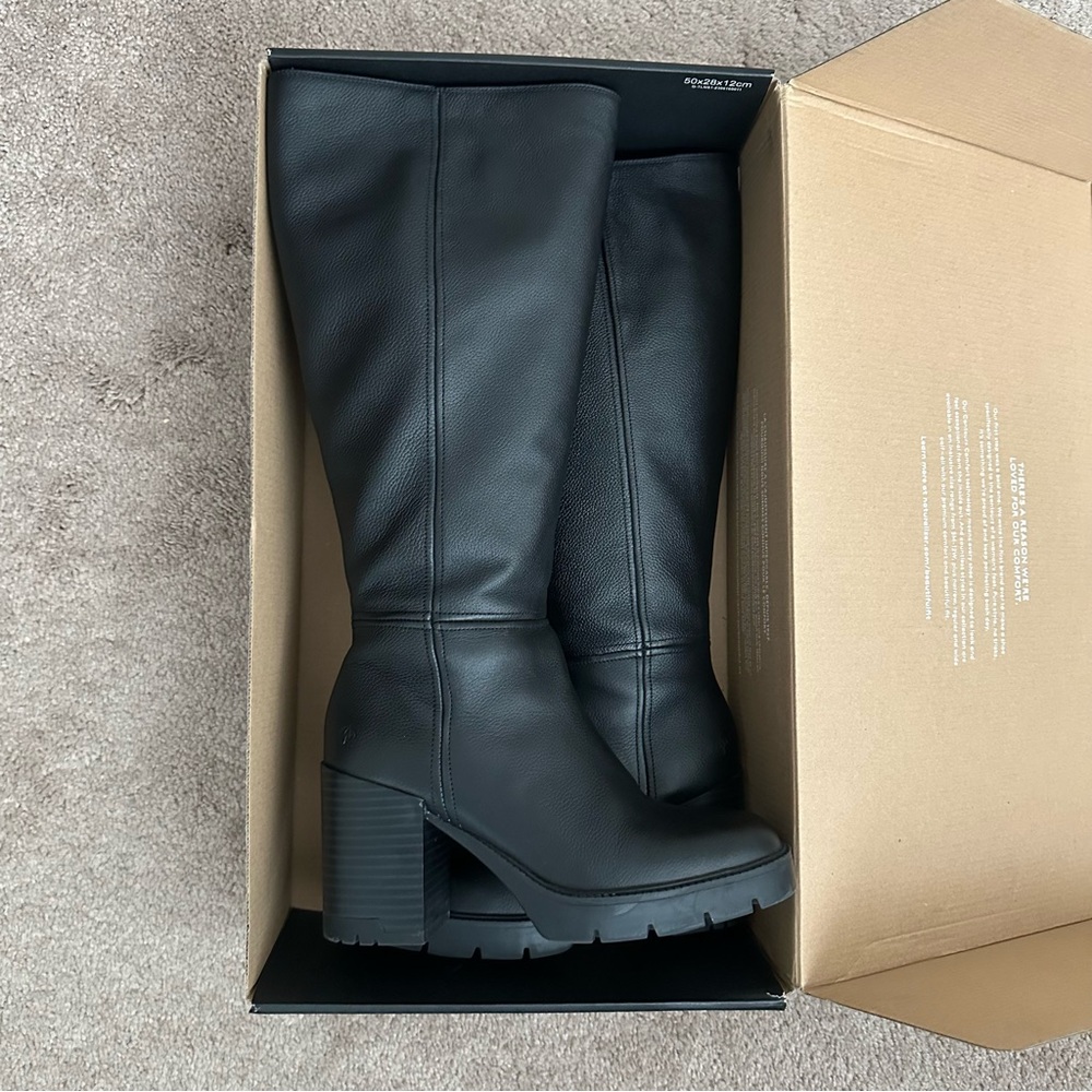 Naturalizer Willow Waterproof Leather Lug Sole Wide Calf Tall Boots Size 7.5